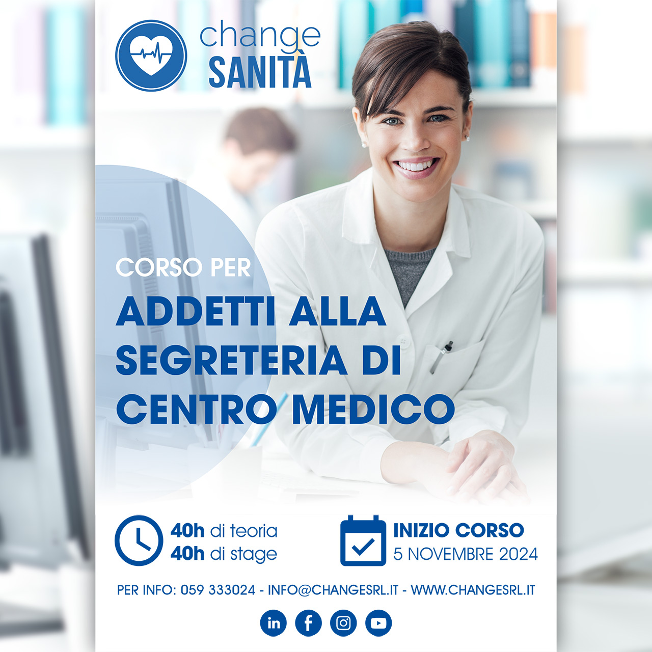 5 NOV CORSO ADDETTI ALLA SEGRETERIA DI CENTRO MEDICO